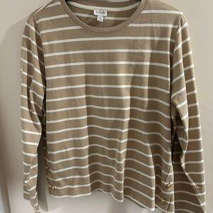J. Crew Beige and White Striped Top